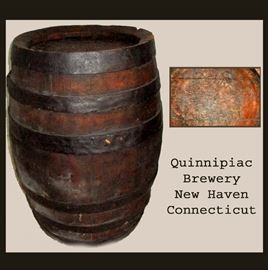 Hard Foam Barrel Marked Quinnipiac Brewery New Haven Conn. One of Two Available; they look like Real Wooden Barrels 