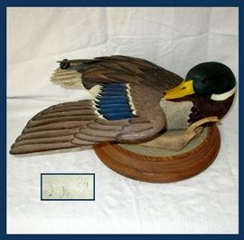 Jim Sears Carved Duck with Repaired Wing 