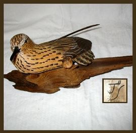 Jim Sears Signed Bird on Driftwood 