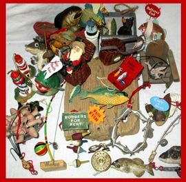 Lots of Cute Fishing Themed Christmas Ornaments and there are More 