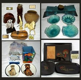 Lots of Marked Pcs, Pottery, Critters, Couroc Trays