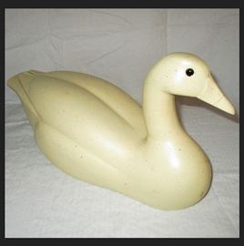 Large Pale Duck Decoy with Repaired Beak 