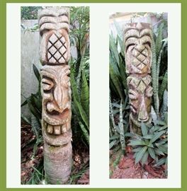 Pair of Wooden Weathered Totems 