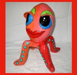 Really Fun and Funky Papier Mache 4 Legged Octopus or Quadropus 