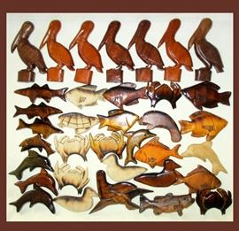 Small Sample of the Large Collection of Small Carved Wooden Animals Available 
