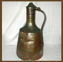 Very Large Weathered Copper Pouring Vessel 