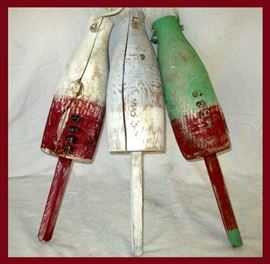 Vintage Painted Numbered Wooden Buoys 