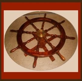 Ships Wheel Glass Top Coffee Table 