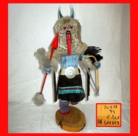 Decorative Wolf Kachina Doll; Signed and Numbered; Beautifully Crafted and in Excellent Condition  