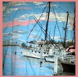 Bed Comforter with Boats at the Dock, Very Nice