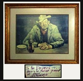 Jack Roberts Signed Large Print; Jack Roberts 1920-2000, Well Known for Painting Cowboys and Frontier Genre. There is Another Jack Roberts Print Available as well. 