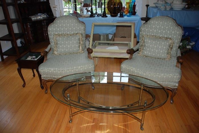 French Provential Chairs, Glass Coffee Table