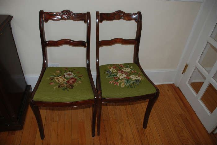 2 Antique Needlepoint chairs