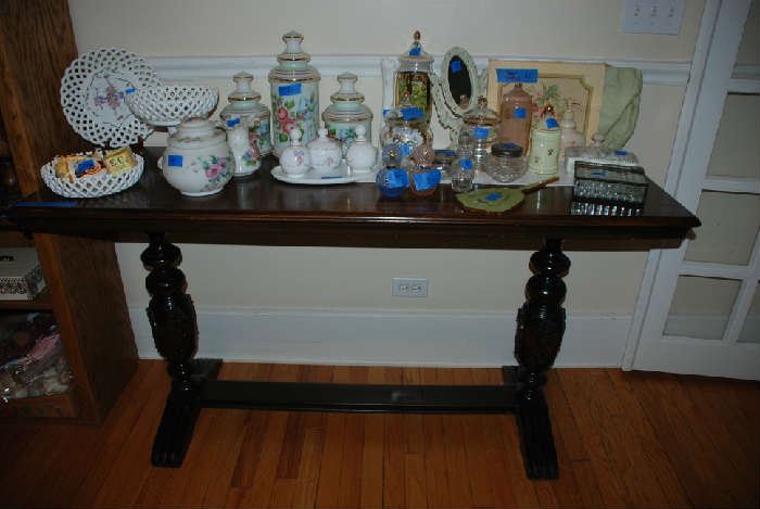 Antique Buffet Table; Bathroom Items