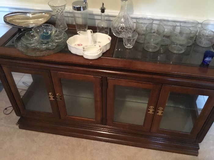 Great vintage low china/buffet with great crystal.