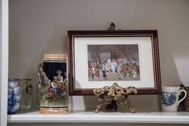 Beer Steins and more.  Beautiful Framed Stitchery:  $8.00-$90.00.