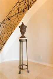 Pedestal Plant Stand w/Marble Top: $135.00. Composite Urn: $30.00 