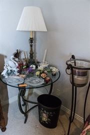 Wrought Iron Tripod Candle Stand: $60.00 Tole Waste Bin: $22.00 Classic Table Lamp: $90.00 Llardo Goose (3 available) $8.00 ea. Llardo Swan: $60.00 Perfume Bottles w/Stopper (3 available) $18.00 ea. Porcelain Candle Stick: $30.00 Waterford Crystal Bureau Plat: $40.00 Battersea Boxes (2 available) $12.00 ea. Porcelain Staffordshire: From $8.00-$24.00