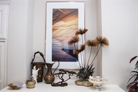 Sand Dunes Photo: (IJoy photographer): $120.00 Metal Floral Sculpture: $120.00 Stoneware Bowls: $12.00 ea. Nelle Bronze Cypress Tree Menorah: $150.00 Alabaster Bird Bath: $28.00 