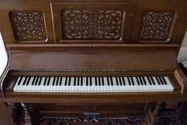Newby & Evans N.Y. Upright Piano, Serial #3302 circa 1800's. This Charming Upright Is More Compact Than Most. All Keys and Pedals Are Fully Functional. It Is In Need Of A Tuning. The Bench Not Included. $2,000.00 