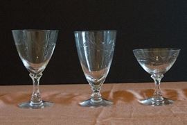 Etched Goblets (9 available) $9.00 ea. 