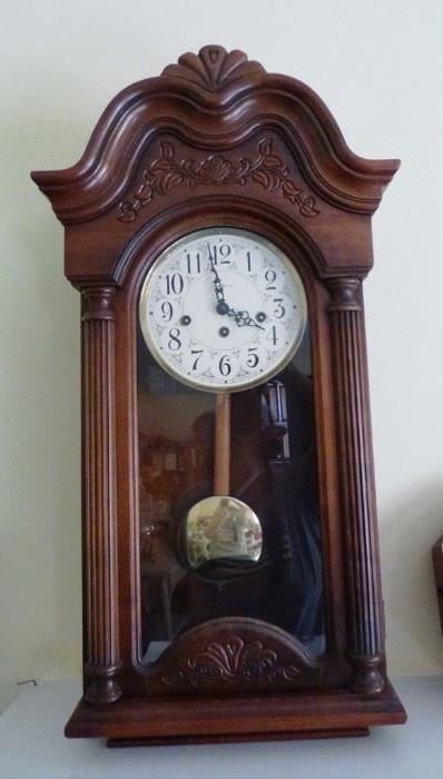 Howard Miller 8 Day Chiming Wall Clock. Works Perfectly