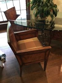 leather chairs with silk cushions