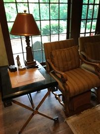 Ferguson Copeland leather top Greek Key side table