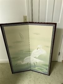 Oriental bifold silk screen