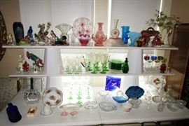 Collectible glassware, depression, pattern, Fenton, bird figurines, porcelain & ceramic items