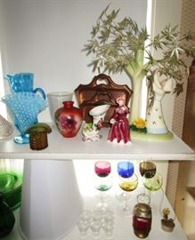 Collectible glass, porcelain figurines