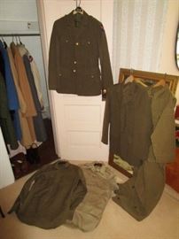 Army uniforms and vintage coats