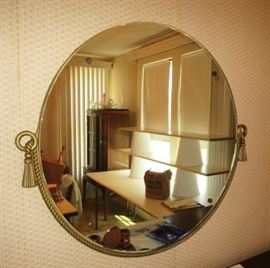 Vintage round metal framed mirror