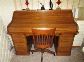 Howard Marshall Dry Good store roll top desk & chair!
