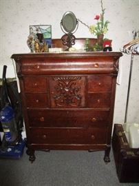 Antique chest off drawers, antique dresser mirror