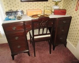 Antique desk matching bedroom set, jewelry boxes