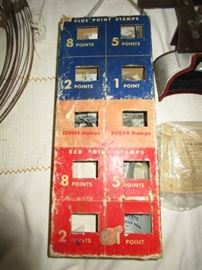 War ration stamp box w/ stamps