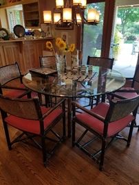 Vintage McGuire Set with 8 chairs. Seats 6 comfortable. 