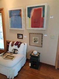 Pair of James Byrd abstract art. 1979. Signed. Detail on signature further in gallery. 