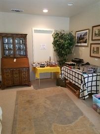 Huge wool rug. Folded in half at the moment. Cd's, dvd's and more.