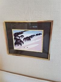 Eyvind Earle. Serigraph.  "Cattle County"