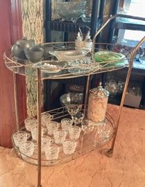 Brass and glass tea cart