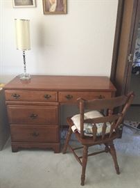 Desk in bedroom, matches the twin bed and dresser.Excellent condition.  $65. with chair
