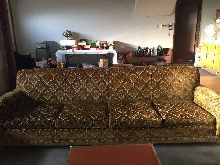 In great condition, as new upholstery, couch is 10 ft. long.  $250
