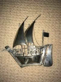 Antique Sterling Silver Sailing Ship