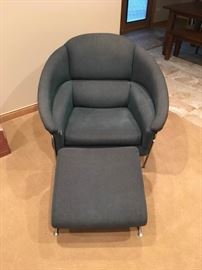 Blue Chair with Ottoman