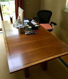 Office Desk with Maroon Leather Chair