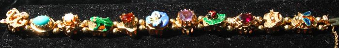 14 k gold, enamel and semi precious bracelet