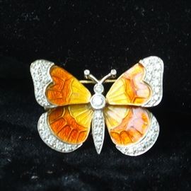 14 k gold, diamond and enamel pin