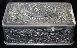 German repousse singing bird music box